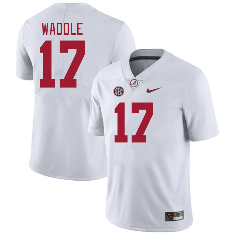 #17 Jaylen Waddle Alabama Crimson Tide Jerseys Football Stitched-White